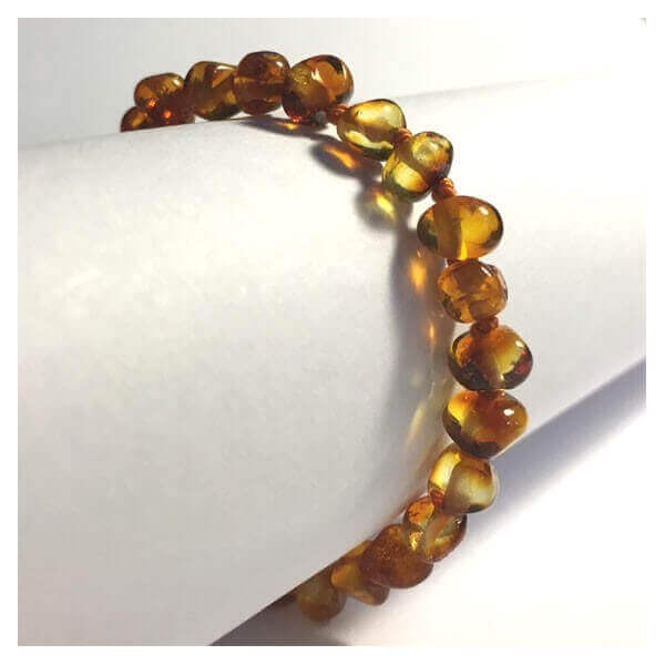 Amber Baby Bracelet with clasp round Caramel beads