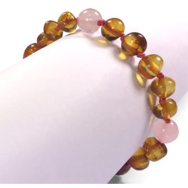 Bracelet d'ambre bébé et pierres semi précieuses Collection éphémère
