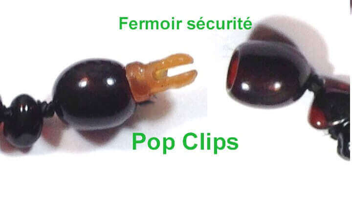 Collier Bébé perles en Ambre Rondes Cerise noire