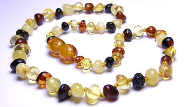 Collier Bébé en Ambre perles Rondes Mixtes