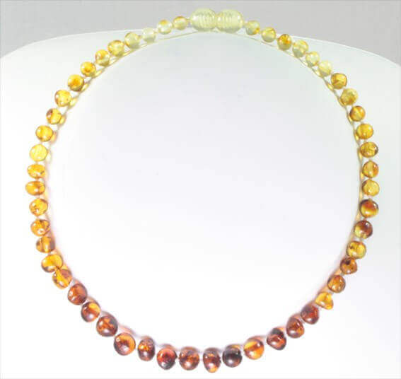 Collier Bébé en Ambre perles Olives Multicolores