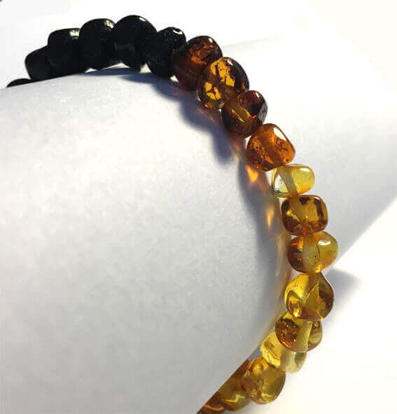 Bracelet FEMME en Ambre boules  Arc en ciel