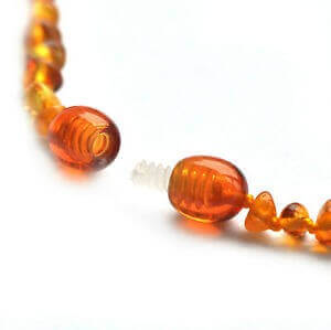 Bracelet bébé en Ambre Caramel et Quartz rose