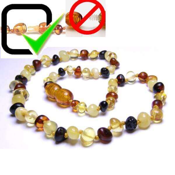 Collier Bébé en Ambre perles Rondes Mixtes