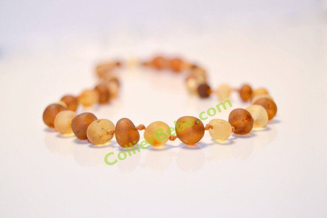 Collier en AMBRE BRUT Bébé perles Rondes miel et caramel