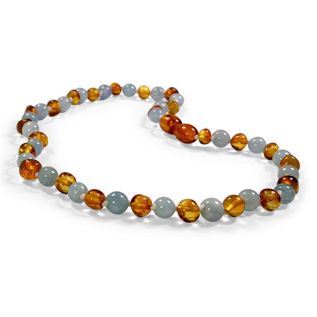 Collier bébé Ambre et Aigue-Marine