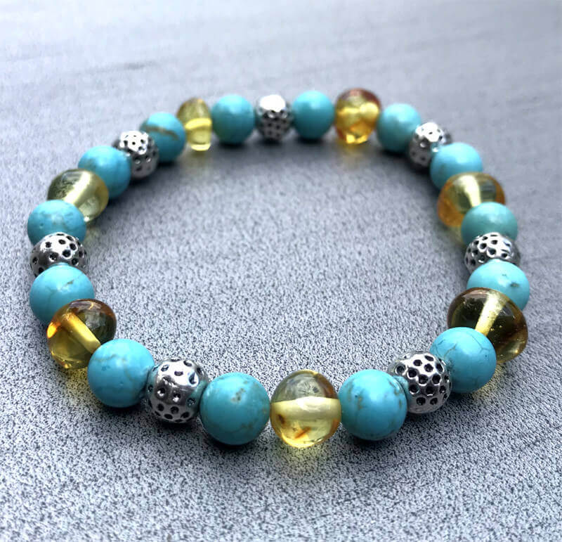 Bracelet femme Ambre et Turquoise