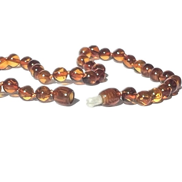 Collier Bébé en Ambre perles Caramel 100% rondes