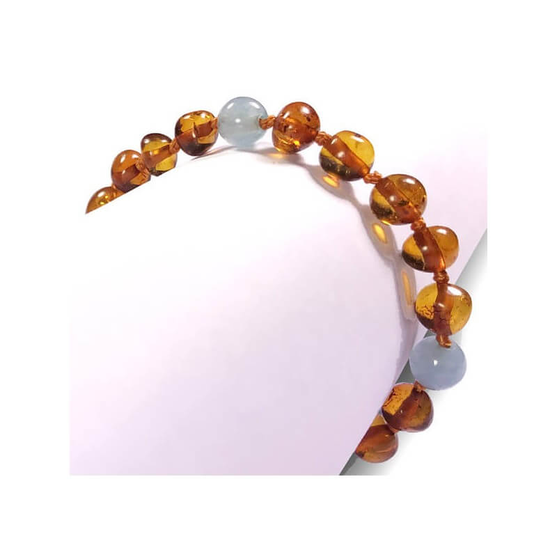 Bracelet en Ambre bébé Caramel et Pierres fines