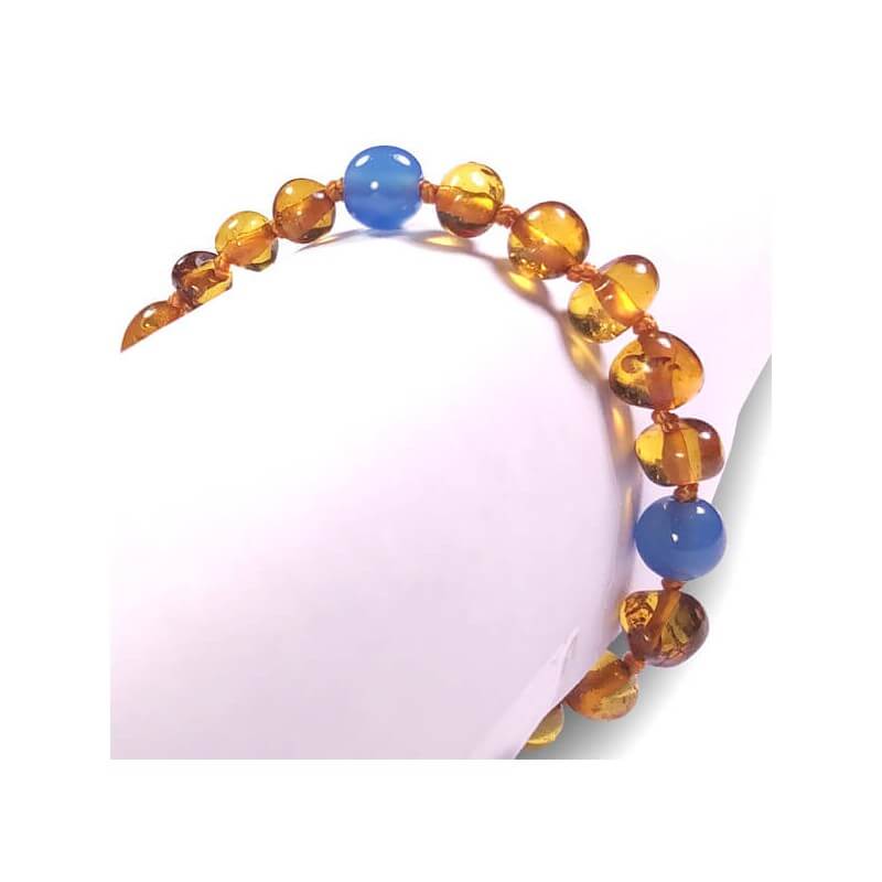 Bracelet en Ambre bébé Caramel et Pierres fines
