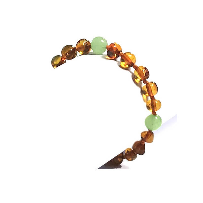 Bracelet en Ambre bébé Caramel et Pierres fines