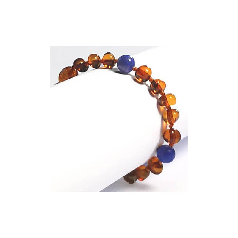 Bracelet en Ambre bébé Caramel et Pierres fines