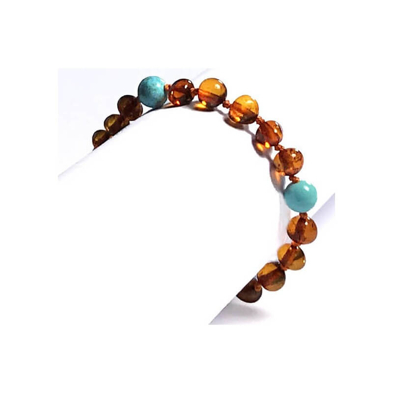 Bracelet en Ambre bébé Caramel et Pierres fines