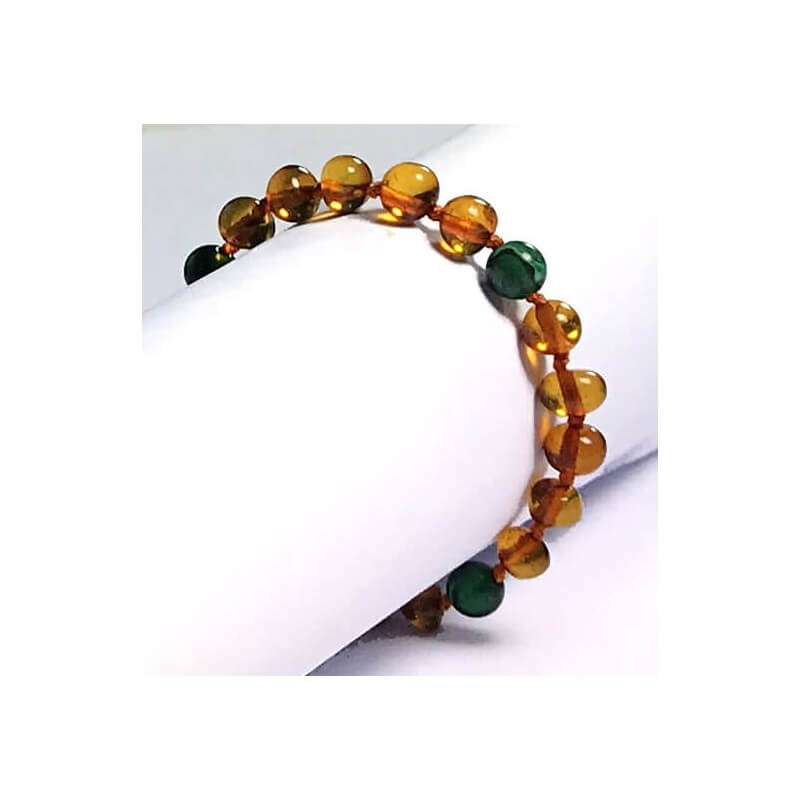 Bracelet en Ambre bébé Caramel et Pierres fines