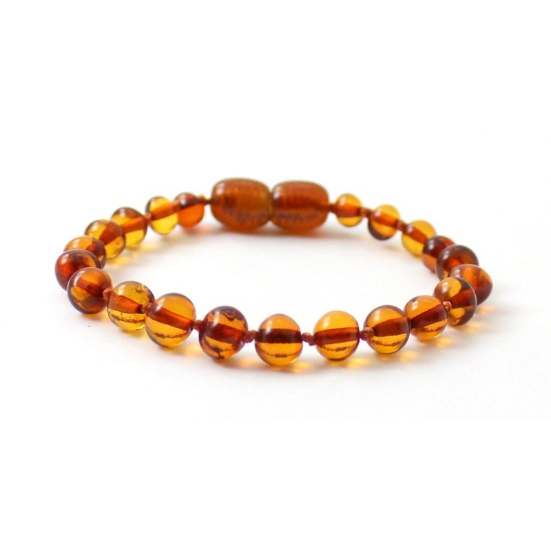Bracelet bébé en Ambre avec fermoir boules Caramel