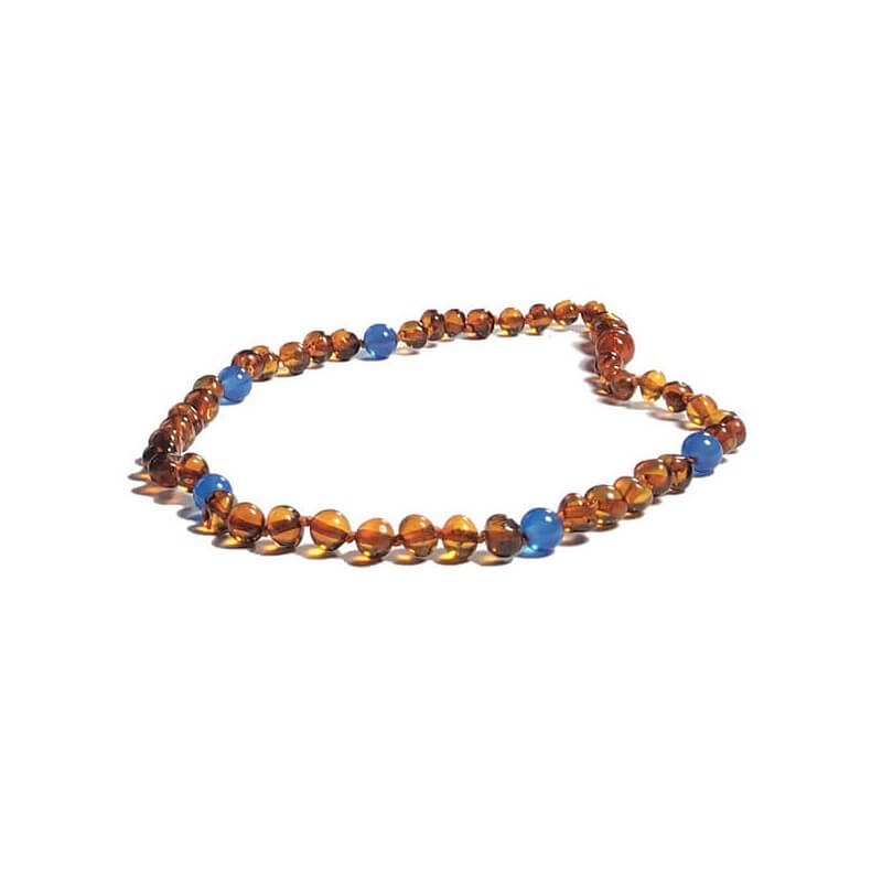 Collier Bébé en Ambre Caramel et Pierres fines
