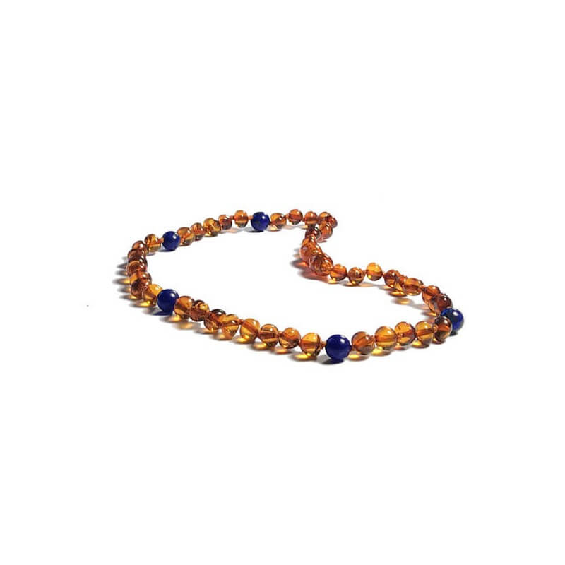 Collier Bébé en Ambre Caramel et Pierres fines