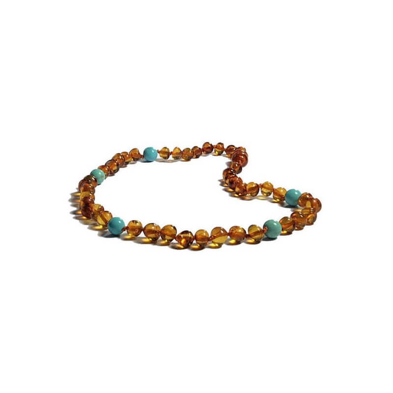 Collier Bébé en Ambre Caramel et Pierres fines