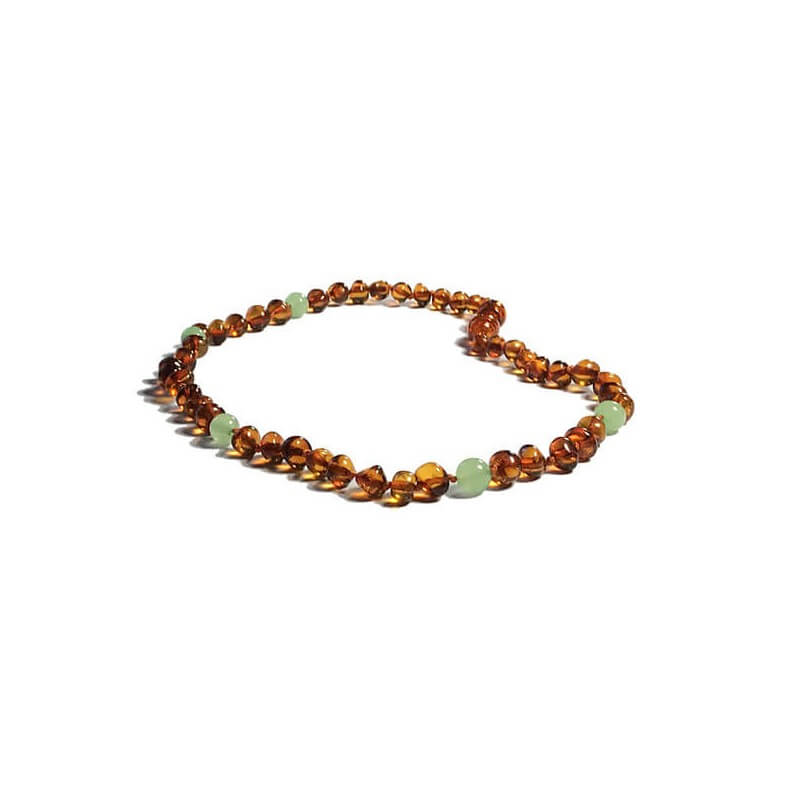 Collier Bébé en Ambre Caramel et Pierres fines