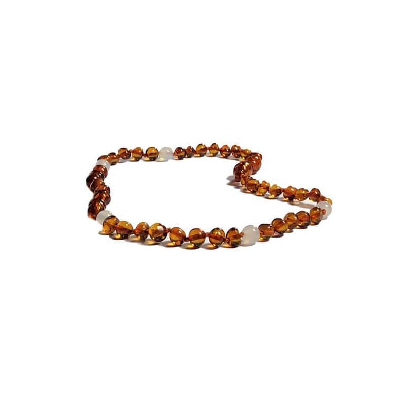 Collier Bébé en Ambre Caramel et Pierres fines